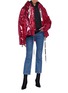Figure View - Click To Enlarge - KHRISJOY - Slogan drawstring hooded sequin down puffer jacket