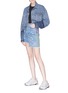 Figure View - Click To Enlarge - FORTE COUTURE - 'Lucille' staggered hem graphic print denim skirt