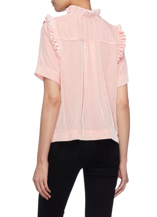Back View - Click To Enlarge - CECILIE BAHNSEN - 'Sam' tie keyhole front ruffle velvet T-shirt