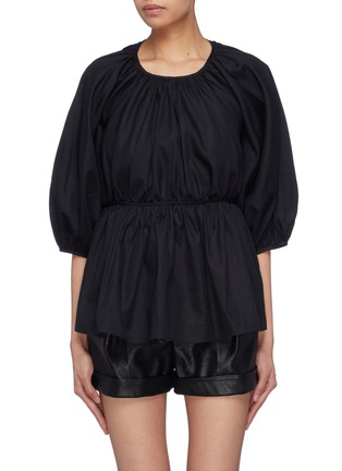 Main View - Click To Enlarge - CECILIE BAHNSEN - 'Signe' tie open back puff sleeve peplum blouse