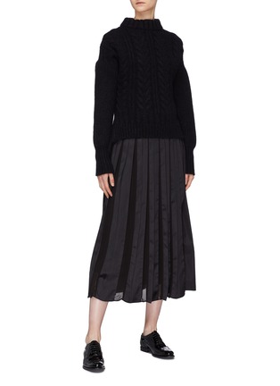 Figure View - Click To Enlarge - CECILIE BAHNSEN - 'Sol' tie open back cable knit sweater