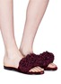 Figure View - Click To Enlarge - AVEC MODÉRATION - 'Kitzbuhel' pompom velvet slide sandals