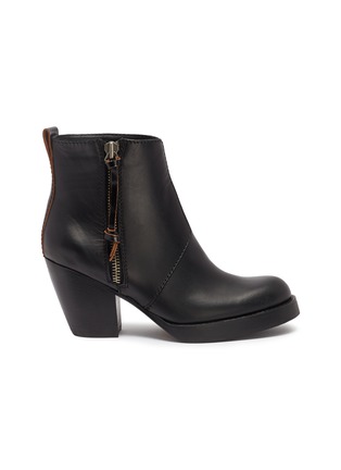Main View - Click To Enlarge - ACNE STUDIOS - Stacked heel leather ankle boots