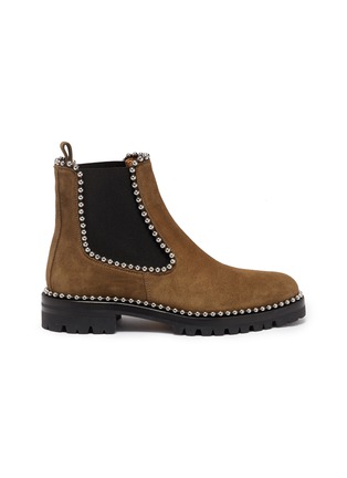 Main View - Click To Enlarge - ALEXANDER WANG - 'Spencer' ball chain trim suede Chelsea boots