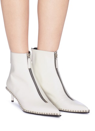 Figure View - Click To Enlarge - ALEXANDER WANG - 'Eri' ball chain trim leather ankle boots