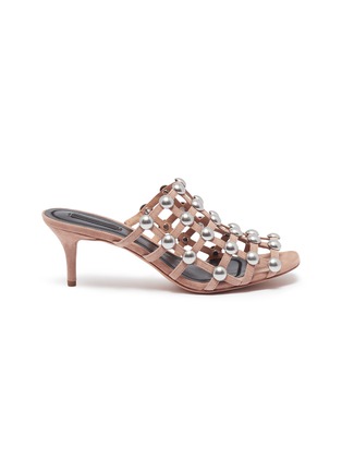 Main View - Click To Enlarge - ALEXANDER WANG - 'Sofia' dome stud caged suede sandals