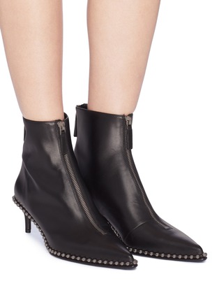 Figure View - Click To Enlarge - ALEXANDER WANG - 'Eri' ball chain trim leather ankle boots