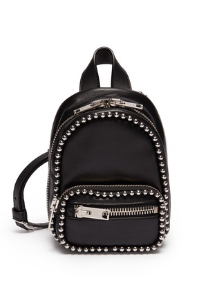 Main View - Click To Enlarge - ALEXANDER WANG - 'Attica' ball chain trim mini leather crossbody backpack