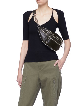 Figure View - Click To Enlarge - ALEXANDER WANG - Attica' Ball Chain Trim Leather Bum Bag
