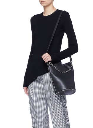 Front View - Click To Enlarge - ALEXANDER WANG - 'Attica Dry Sack' ball chain trim leather crossbody bag