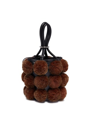 Detail View - Click To Enlarge - ALEXANDER WANG - 'Roxy' fur pompom mini leather bucket bag