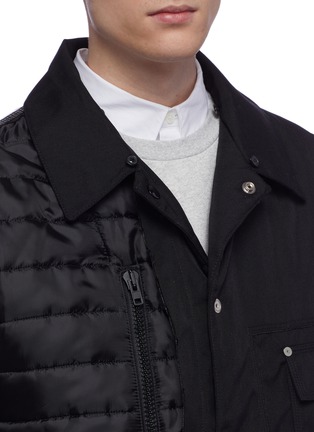 Detail View - Click To Enlarge - MAISON MARGIELA - Faux fur collar puffer panel canvas shirt jacket