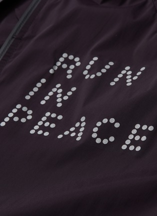  - SATISFY - 'Run in Peace' slogan print packable track jacket