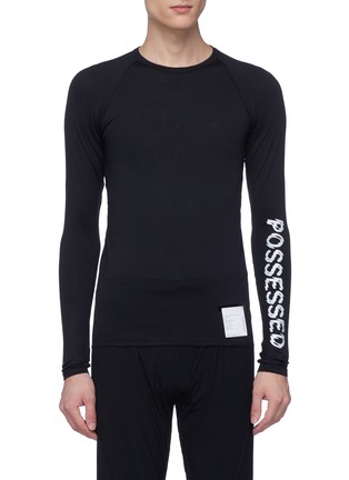 Main View - Click To Enlarge - SATISFY - 'Possessed' slogan print NILIT-Heat™ performance long sleeve T-shirt