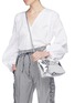Front View - Click To Enlarge - KARA - Oversized ring mirror faux leather crossbody bag