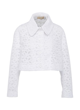 Main View - Click To Enlarge - ALAÏA - Floral embroidered mesh cropped jacket