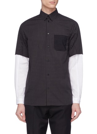 Main View - Click To Enlarge - GOETZE - 'Gerald' layered sleeve grid print shirt