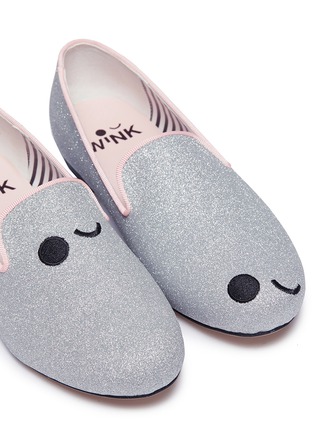 Detail View - Click To Enlarge - WINK - 'Bubblegum' asymmetric glitter kids loafers