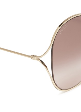 Detail View - Click To Enlarge - GUCCI - Cutout metal oversized round sunglasses