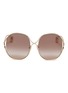 Main View - Click To Enlarge - GUCCI - Cutout metal oversized round sunglasses