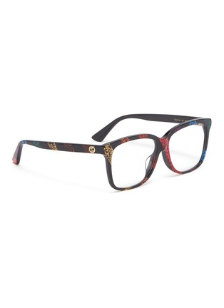Figure View - Click To Enlarge - GUCCI - Glitter stripe acetate square optical glasses
