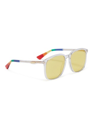 Figure View - Click To Enlarge - GUCCI - Rainbow tips acetate square sunglasses
