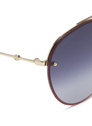 Detail View - Click To Enlarge - GUCCI - Glitter rim metal aviator sunglasses