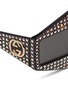 Detail View - Click To Enlarge - GUCCI - Glass crystal stud tortoiseshell acetate angular frame sunglasses