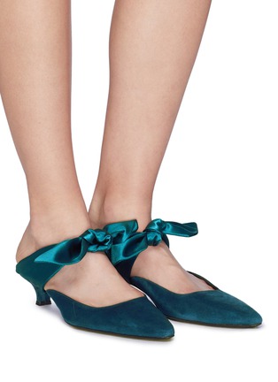 Figure View - Click To Enlarge - THE ROW - 'Coco' satin bow suede mules