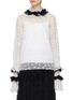 Main View - Click To Enlarge - ANAÏS JOURDEN - 'White Twinkle' ruffle collar polka dot embroidered mesh top