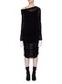 Front View - Click To Enlarge - ANAÏS JOURDEN - Ruched one-shoulder mesh dress