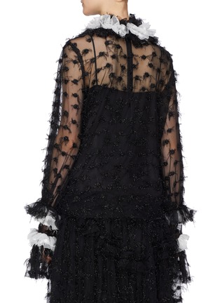 Back View - Click To Enlarge - ANAÏS JOURDEN - 'Black' Twinkle' ruffle collar polka dot embroidered mesh top