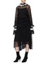 Figure View - Click To Enlarge - ANAÏS JOURDEN - 'Black Twinkle' polka dot embroidered asymmetric skirt