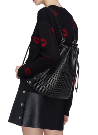 Figure View - Click To Enlarge - SONIA RYKIEL - 'Le Baltard' leather net drawstring backpack