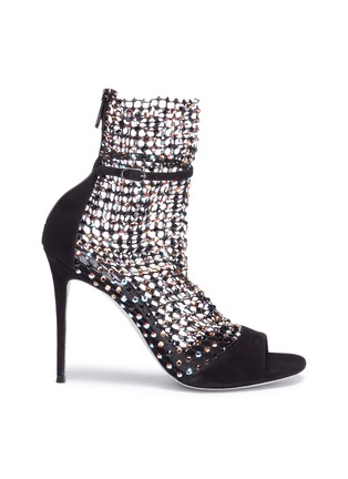 Main View - Click To Enlarge - RENÉ CAOVILLA - 'Galaxia' strass mesh panel suede sandals