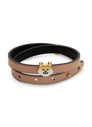 Main View - Click To Enlarge - RUIFIER - 'Teddy' 18k yellow gold plated dog charm leather bracelet