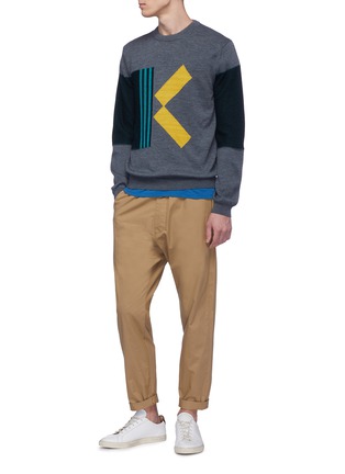 Figure View - Click To Enlarge - KENZO - 'K' intarsia colourblock sweater