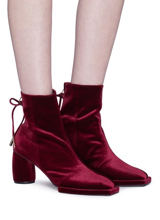 Figure View - Click To Enlarge - BOTH - Bow zip velvet ankle boots