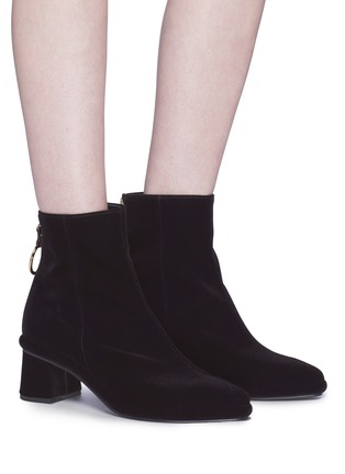 Figure View - Click To Enlarge - BOTH - Ring zip velvet ankle boots