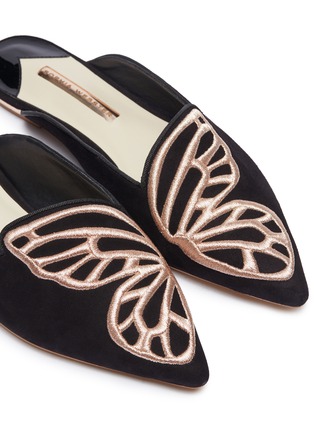Detail View - Click To Enlarge - SOPHIA WEBSTER - 'Bibi Butterfly' wing embroidered suede slides