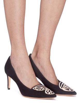 Figure View - Click To Enlarge - SOPHIA WEBSTER - 'Bibi Butterfly' wing embroidered suede pumps
