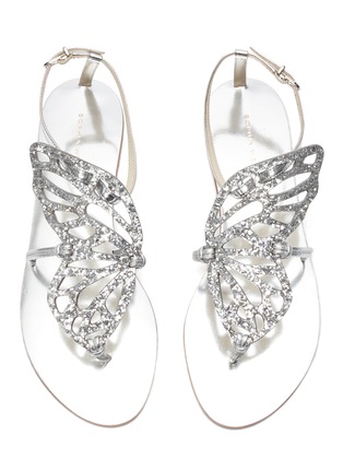Detail View - Click To Enlarge - SOPHIA WEBSTER - 'Bibi Butterfly' glitter wing leather sandals