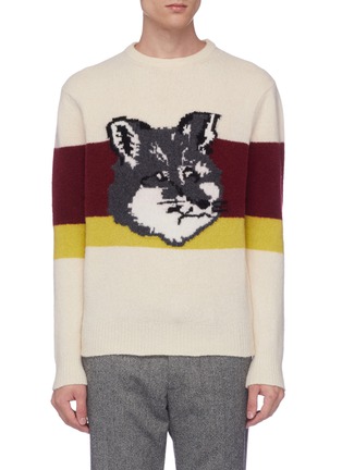 Main View - Click To Enlarge - MAISON KITSUNÉ - Fox head jacquard colourblock sweater
