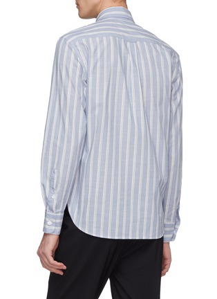 Back View - Click To Enlarge - MAISON KITSUNÉ - Fox logo appliqué stripe shirt