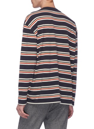 Back View - Click To Enlarge - MAISON KITSUNÉ - Fox logo embroidered stripe long sleeve T-shirt