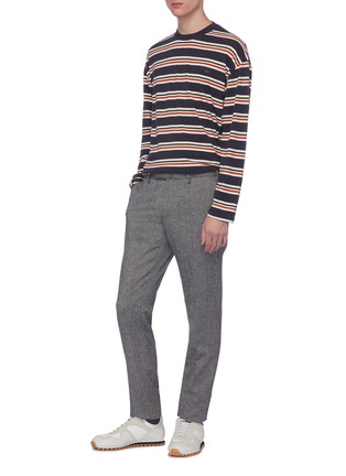 Figure View - Click To Enlarge - MAISON KITSUNÉ - Fox logo embroidered stripe long sleeve T-shirt