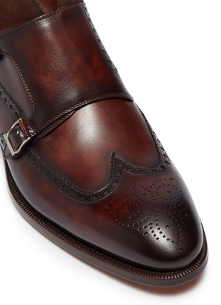 Detail View - Click To Enlarge - MAGNANNI - Suede panel double monk strap leather boots