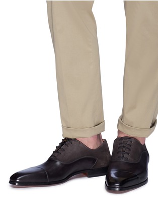 Figure View - Click To Enlarge - MAGNANNI - Suede panel leather Oxfords