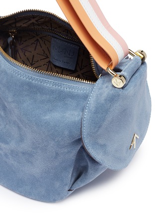 Detail View - Click To Enlarge - MANU ATELIER - 'Fernweh' stripe shoulder strap micro suede handbag