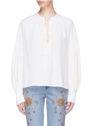 Main View - Click To Enlarge - TOPSHOP - Tie keyhole front star jacquard top